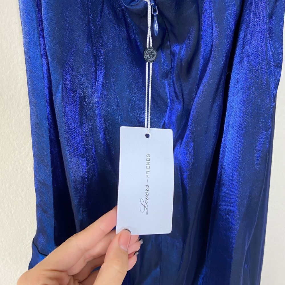 NWT Lovers & Friends Andressa Midi Sapphire Blue Dress Asymmetrical Size M - Picture 13 of 13